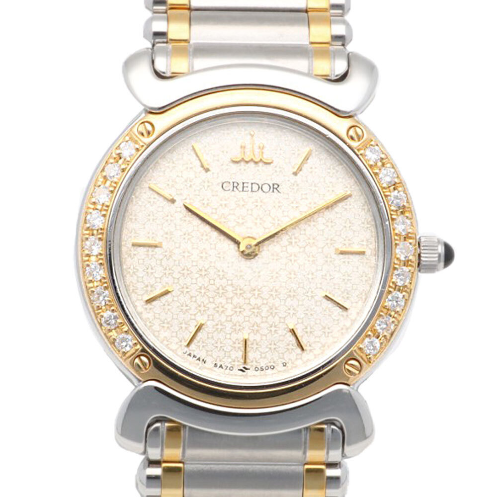 Credor Seiko watch, stainless steel, quartz, 5A70-0210, ladies', polished, di...